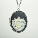Dragonfly Cameo Necklace Locket Pendant Dragon Fly..
